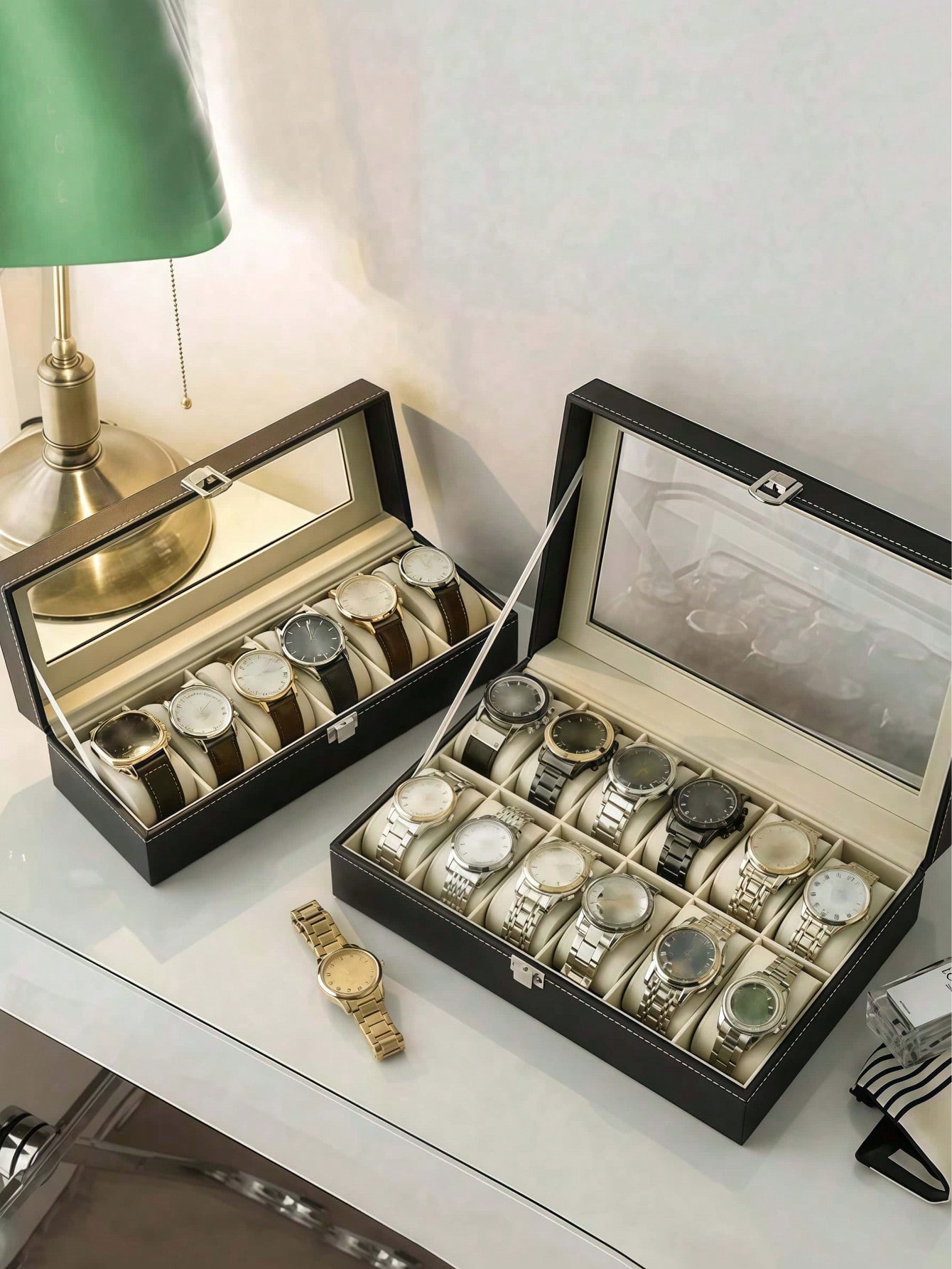 صندوق ساعات جلدي مع قفل، علبة  - مراجعة Token Tray Organizer وسعره