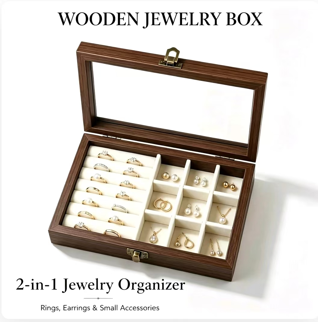 منظم مجوهرات مخملي بنمط خشب ال - مراجعة Token Tray Organizer وسعره